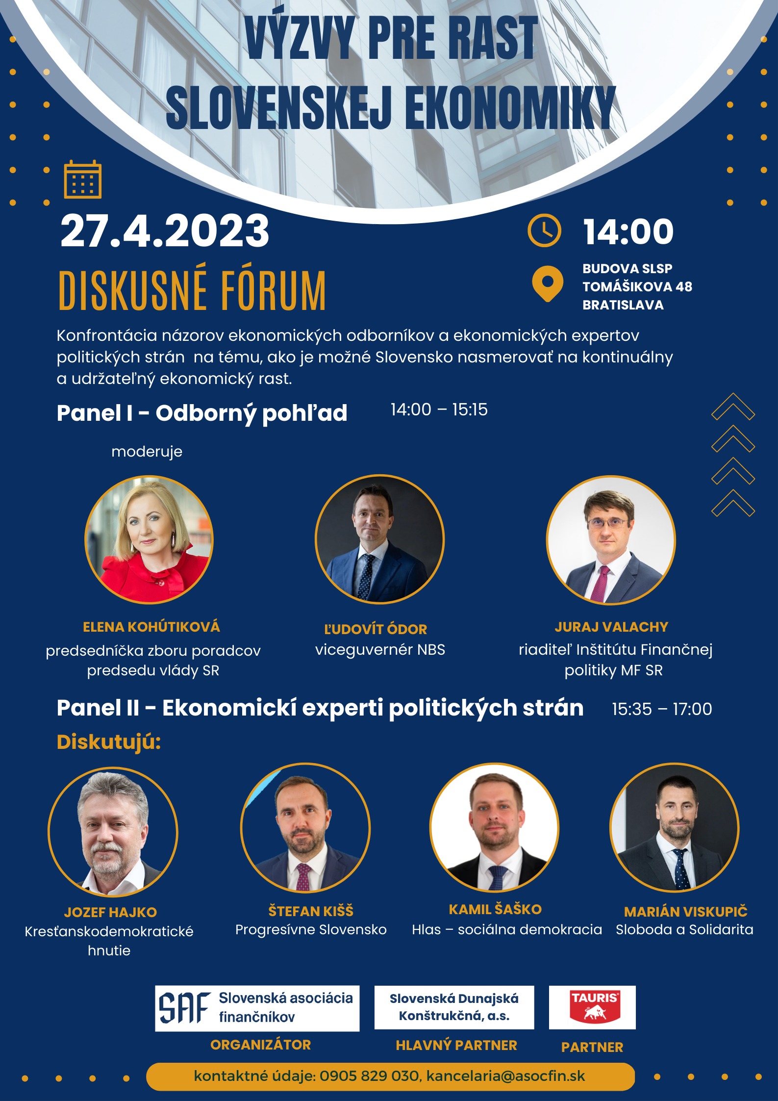 Pozvánka na diskusné fórum – Výzvy pre rast slovenskej ekonomiky.